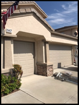 New short panel sectional door in Sandstone